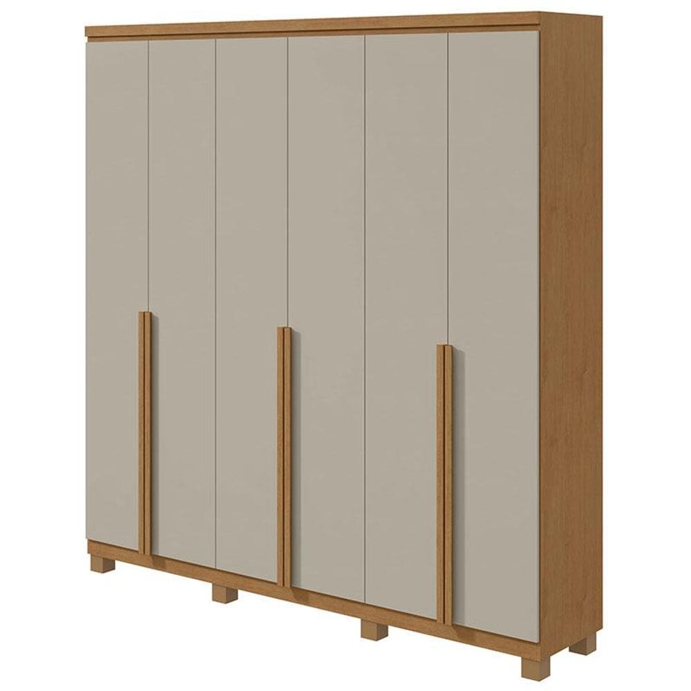 Guarda Roupa Casal Alonzo 6 Portas Amêndoa Clean Off White com Pés - Lopas