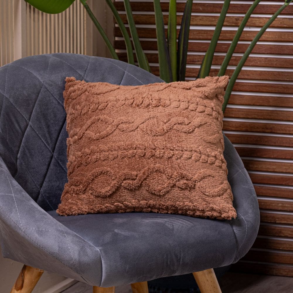 Capa de Almofada Zurique em Manta Trançada Alto Relevo Plush Fleece Flannel 45cm x 45cm - Decoração Luxo para Inverno