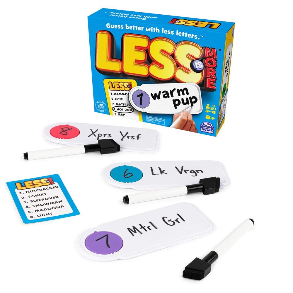 Party Board Game Spin Master Less is More com marcadores apagáveis