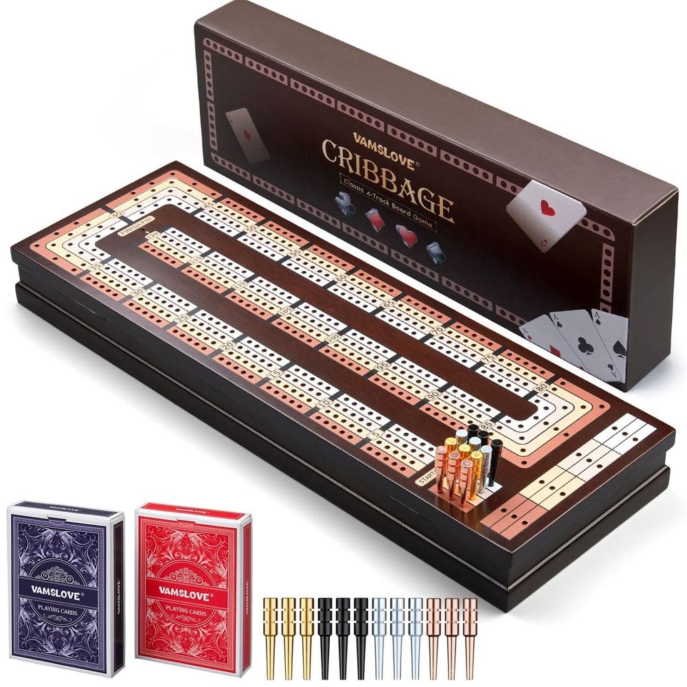 Jogo de tabuleiro Cribbage VAMSLOVE atualizado de madeira com 4 faixas