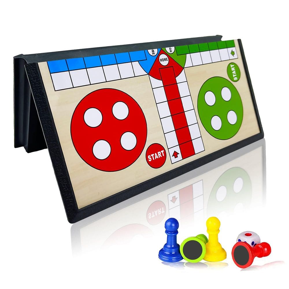 Jogo de tabuleiro KIDAMI Magnetic Ludo Travel com design dobrável