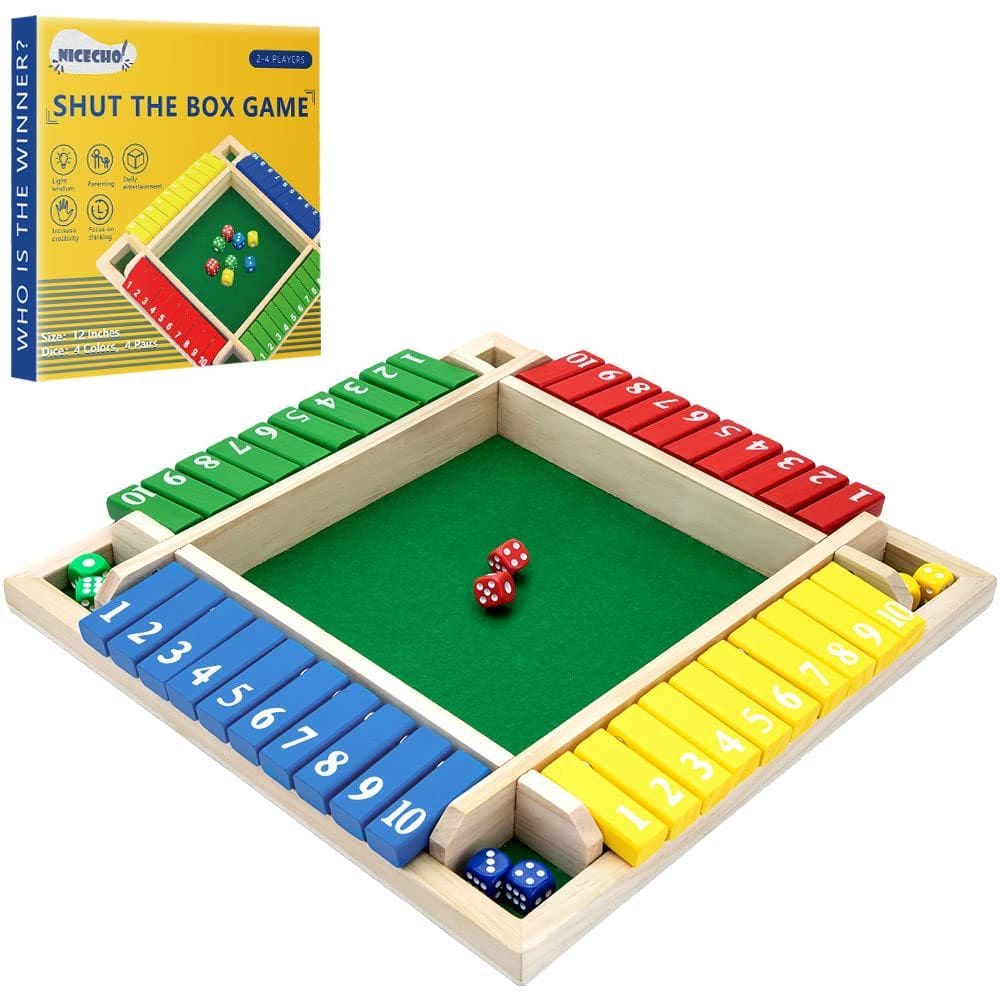 Mesa de tabuleiro de madeira familiar Shut The Box Game Nicecho de 30 cm