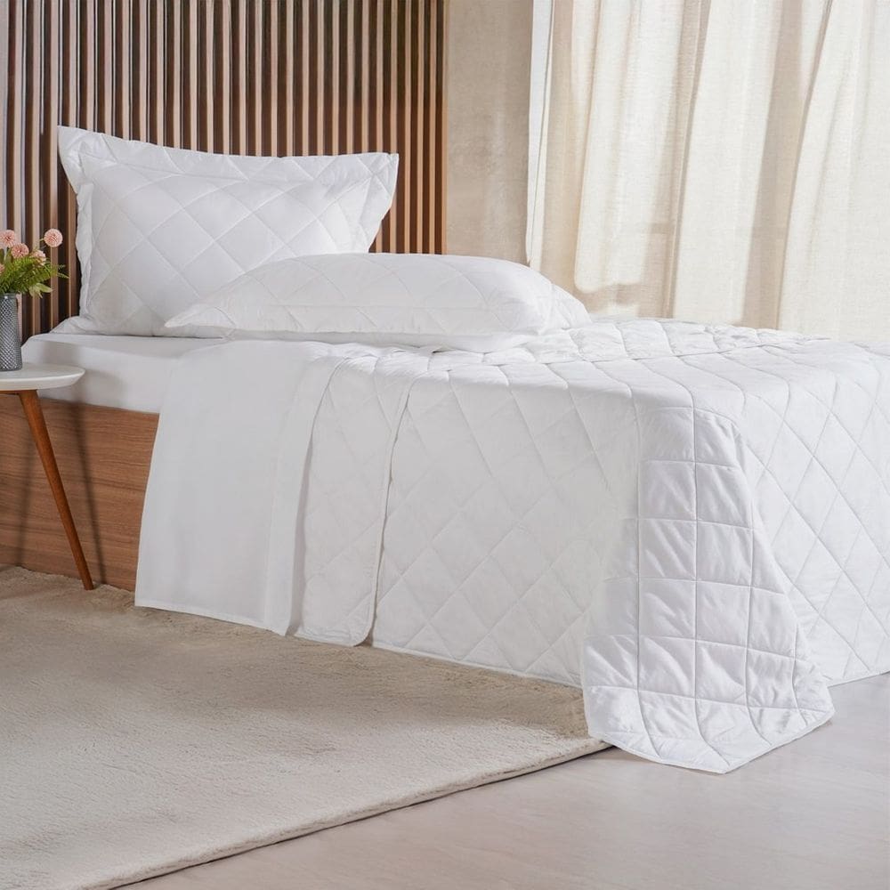 Kit Colcha Casal 3 Pçs Ricamo 300 Fios 100% Algodão 220x240cm