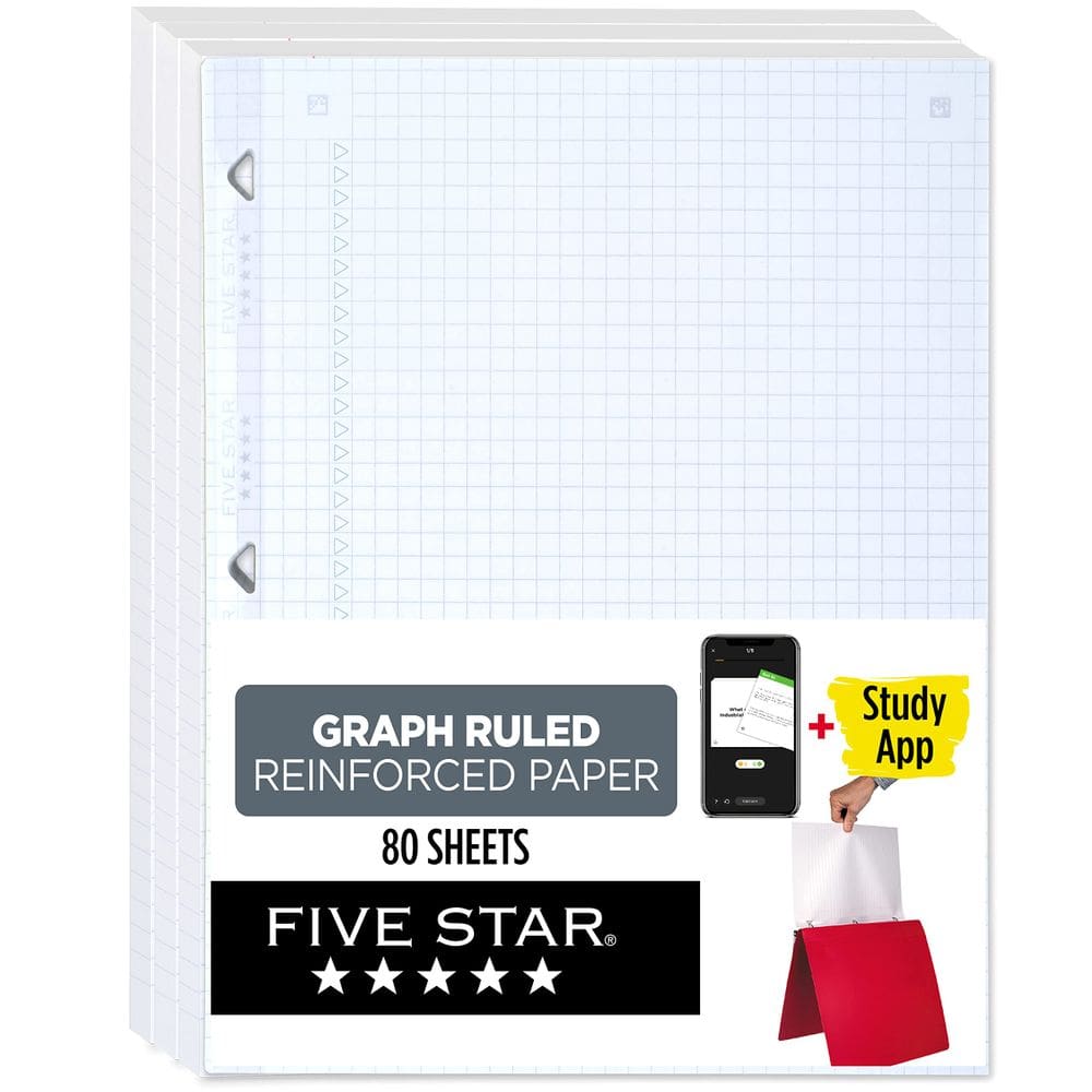 Papel de folha solta Five Star, pacote com 3, 8,5x11, 80 folhas