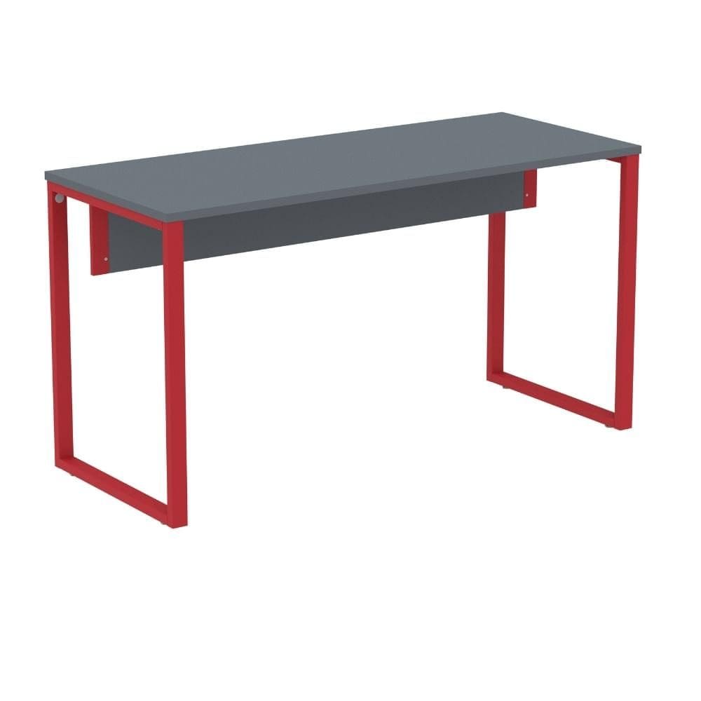 Mesa Escritório P25 TUB Pandin 170 cm (Larg) x 70 cm Prof Tampo MDP Grafito Pé Aço Tubular Vermelho