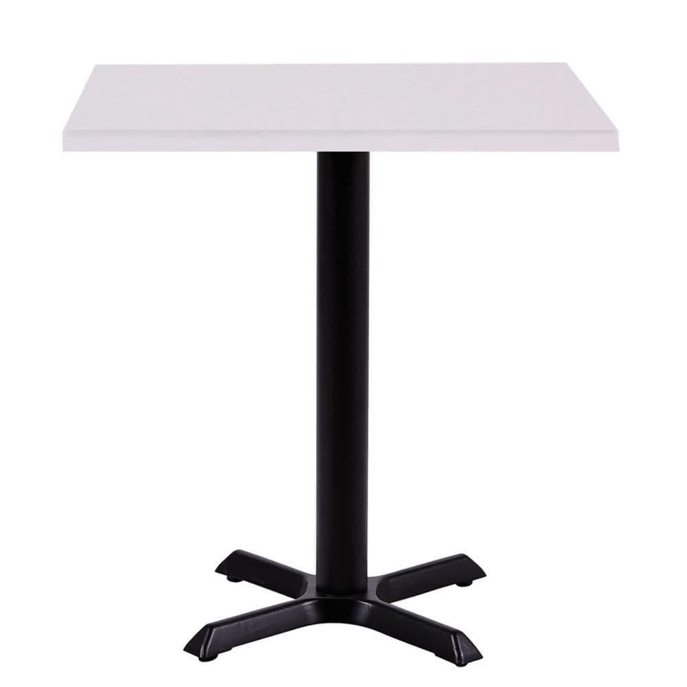 Mesa Ômega em Ferro Preto Pintura Eletrostática 74 cm (Altura) com Tampo em MDP Quadrado 80 cm Cor Branco
