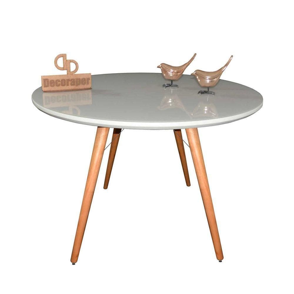 Mesa Jantar Pés Palitos Tampo Redondo Vidro Laqueado 140cm Off White