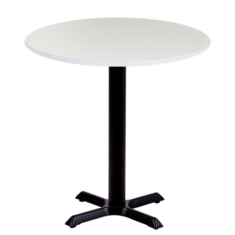Mesa Ômega em Ferro Preto Pintura Eletrostática 74 cm (Altura) com Tampo em MDP Redonda 80 cm Cor Branco