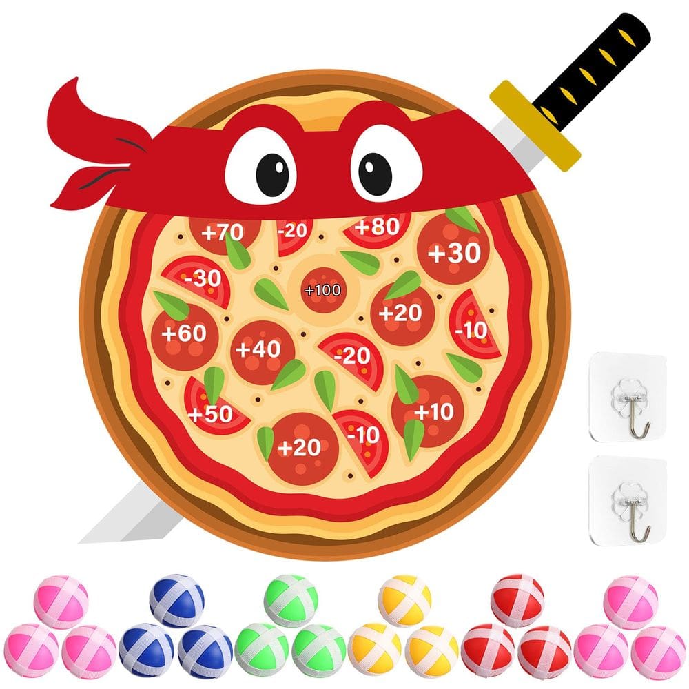 Dart Board WinnerWhy Pizza Party Game Turtle com 18 bolas