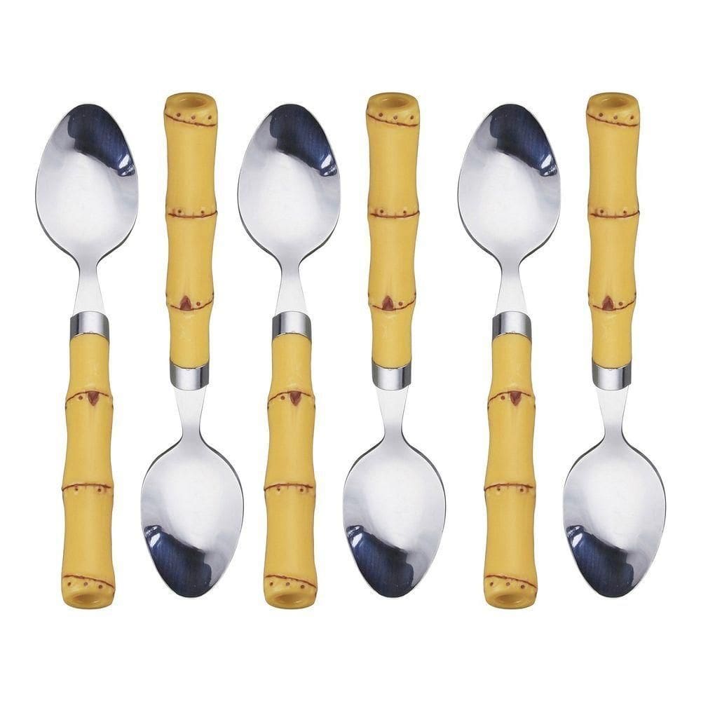 Conjunto 6 Colheres Para Chá De Aço Inox Com Cabo De Plástico Bambu 17cm 7388 - Lyor