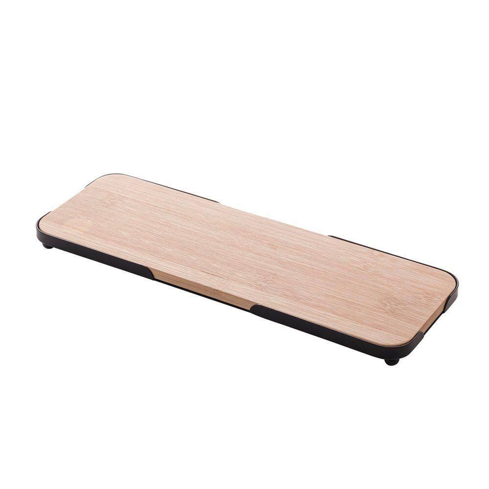 Bandeja Retangular De Bambu Com Moldura De Metal 30x10x2cm 7971 - Lyor