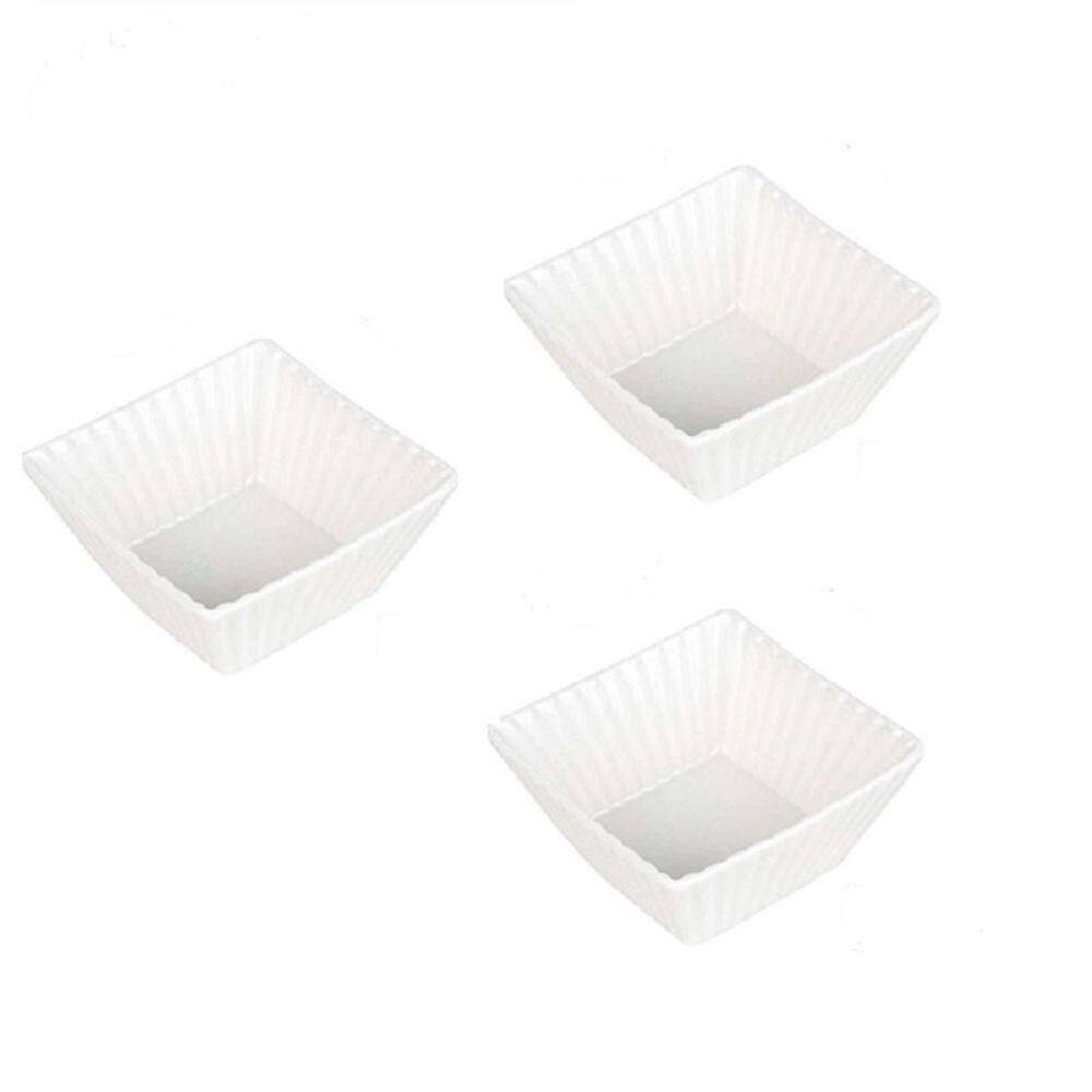 Conjunto Com 03 Petisqueiras De Porcelana Quadrada Pcln-073 - Haüskraft