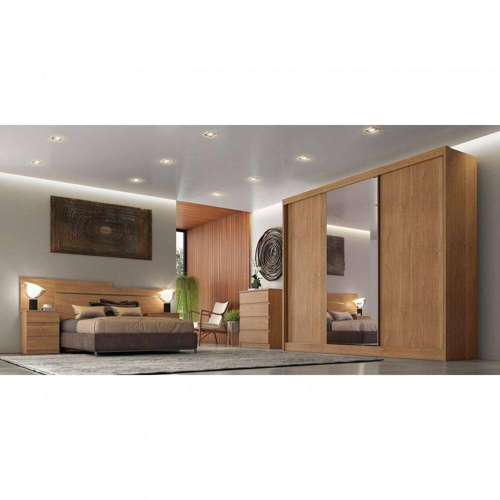 Guarda Roupa Casal Com 1 Porta Espelhada 4 Gavetas Londres-cumaru Móveis Novo Horizonte