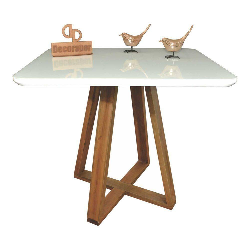 Mesa Jantar Base X Tampo Retangular Laca Com Vidro 140x90cm Branco