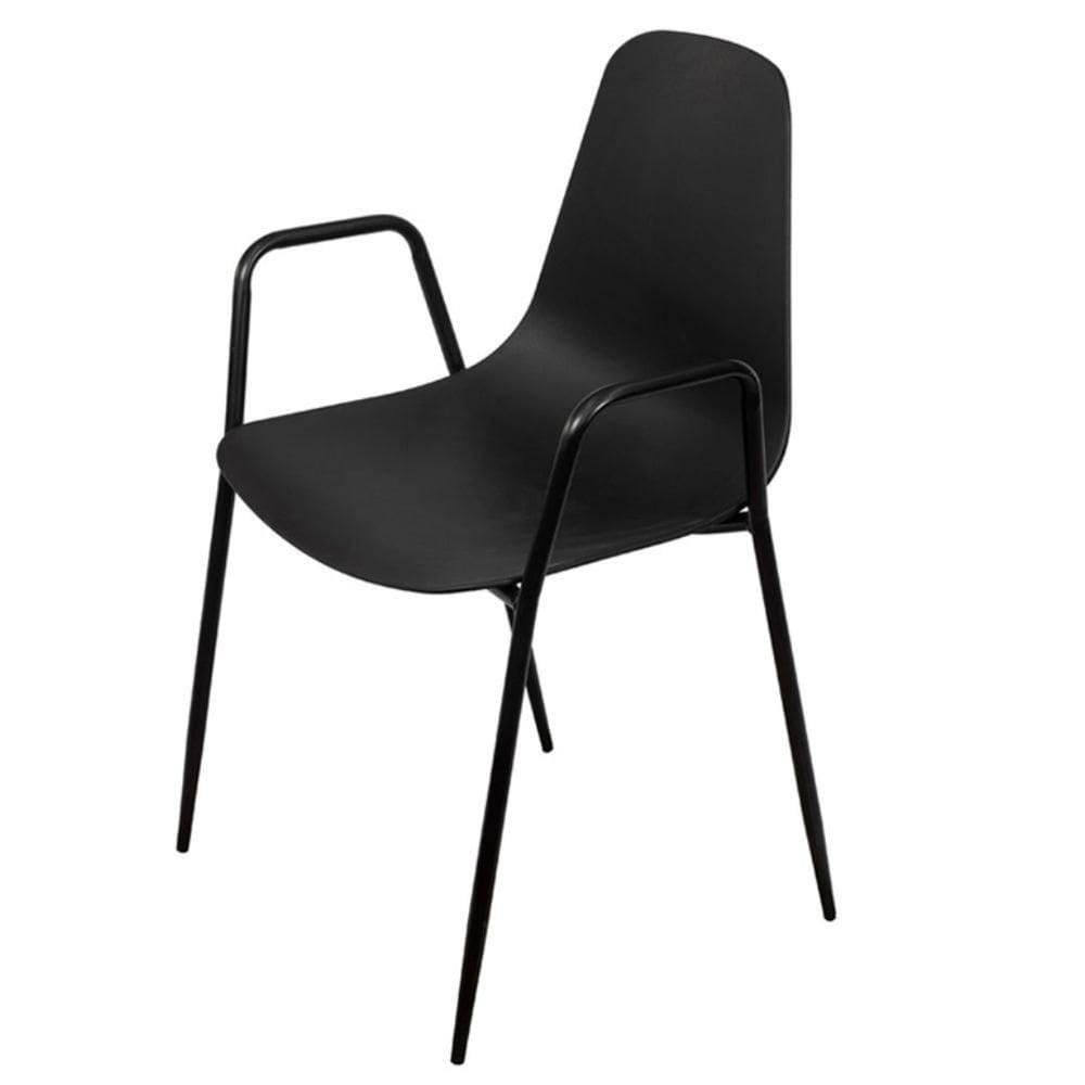 Cadeira com braço Abi Polipropileno Preto Base Metal
