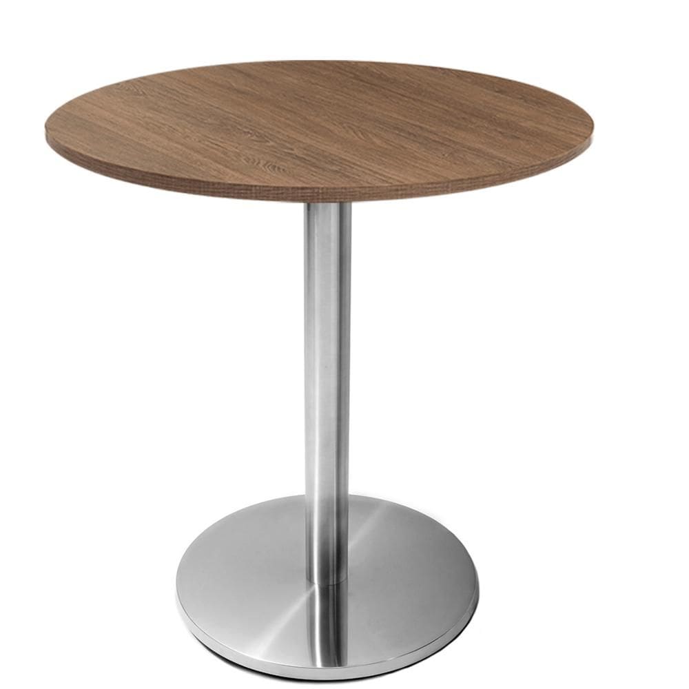 Mesa Beta em Inox 75 cm (Altura) com Disco Redondo com Tampo em MDP Redondo 80 cm Cor Imbuia