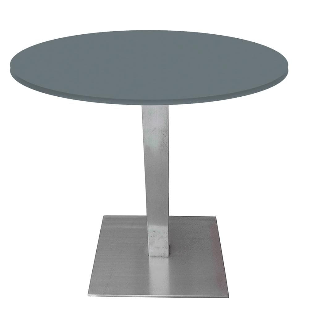 Mesa Alpha Inox 73,50 cm (Alt) Base Quadrada Tampo MDP Redondo 70 cm (Larg) x 2,50 cm (Alt) Grafito
