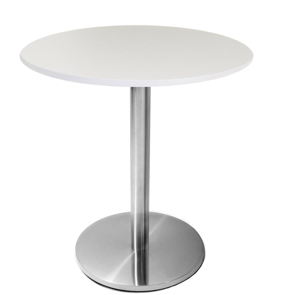 Mesa Beta em Inox 75 cm (Altura) com Disco Redondo com Tampo em MDP Redondo 60 cm Cor Branco