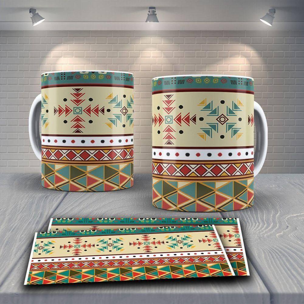 Caneca De Porcelana 325ml Decorada Tribal Tribal 10