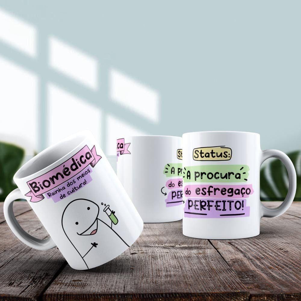 Caneca De Porcelana 325ml Flork Profissões Feminino Biomédica