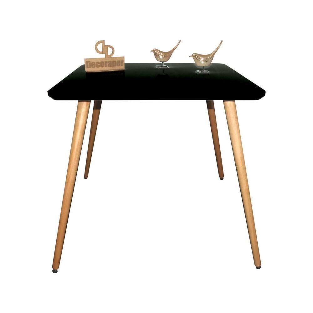 Mesa Jantar Pés Palitos Tampo Quadrado Vidro Laqueado 70cm Preto