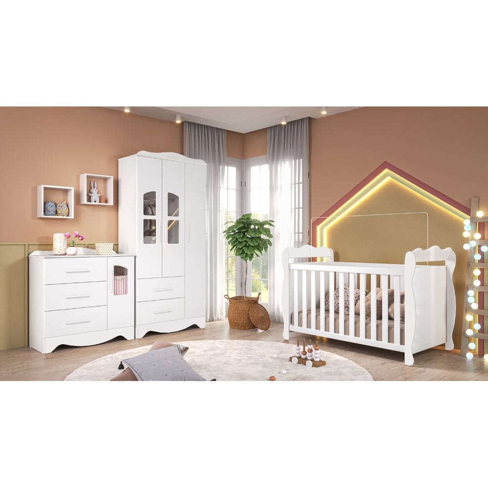 Quarto Completo Bebe Moveis Peroba Lisi 03 portas MDF
