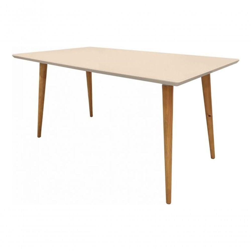Mesa Retangular Laqueada Com Vidro Sala De Jantar 120x70 Off White
