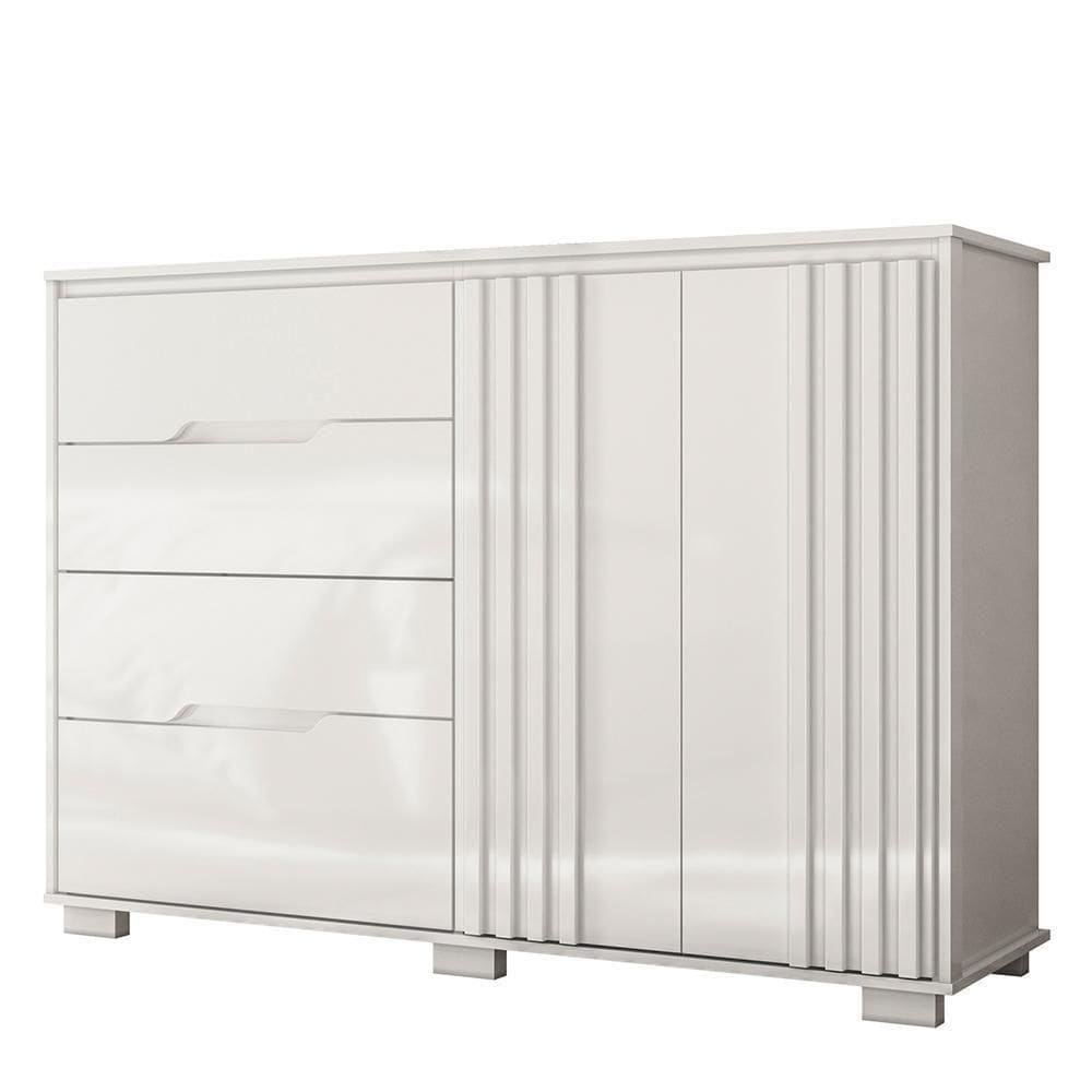 Cômoda Texas 2 Portas E 4 Gavetas Branco Moval Branco