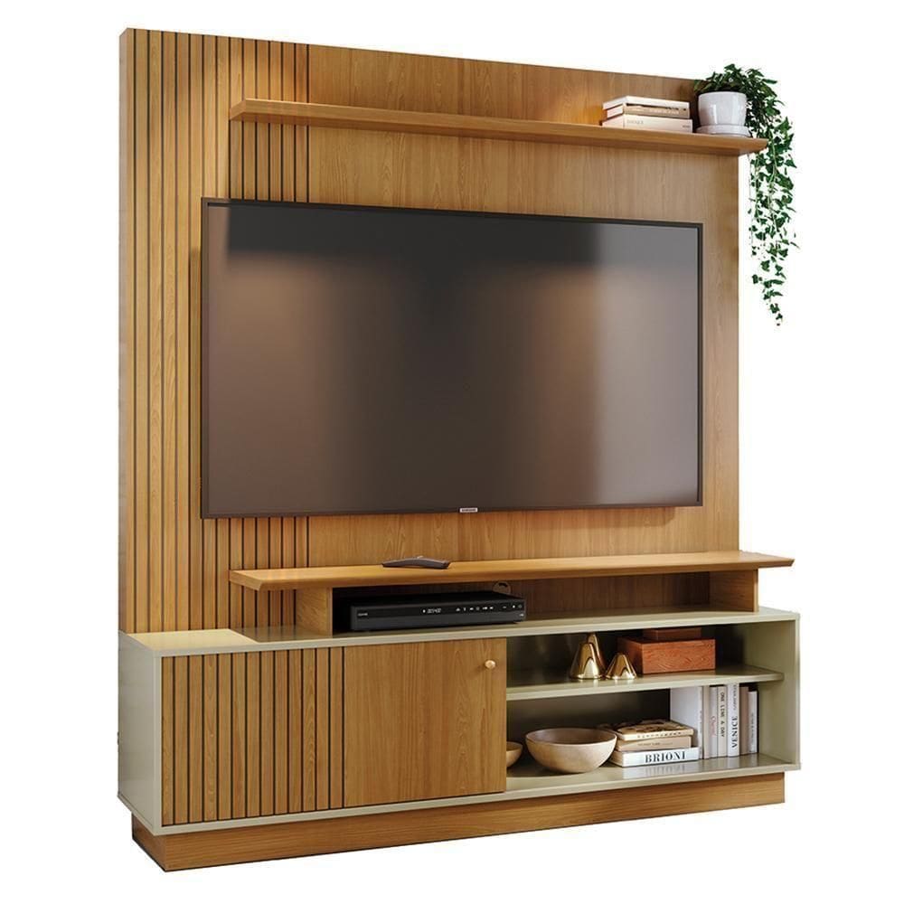 Estante Home Theater Ares Cumaru Opala Para Tv Até 75 Madetec Cumaru Opala