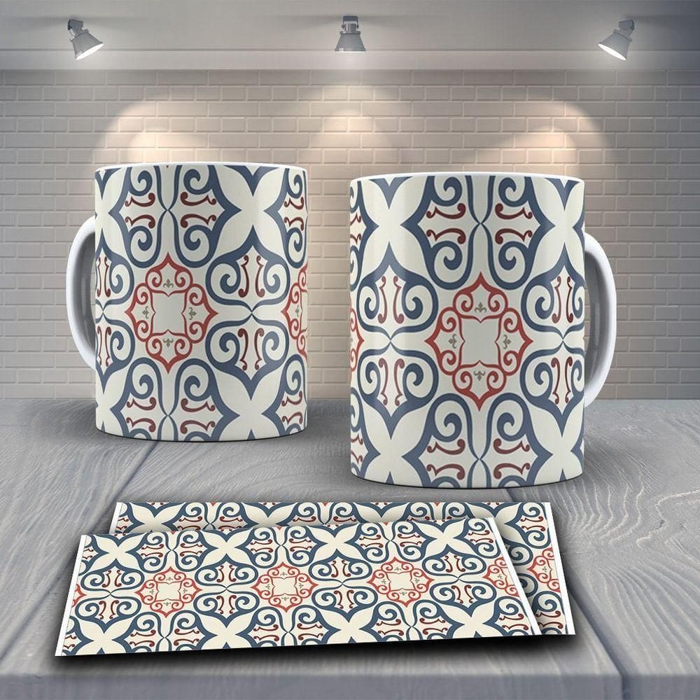 Caneca De Porcelana 325ml Decorada Tribal Tribal 7
