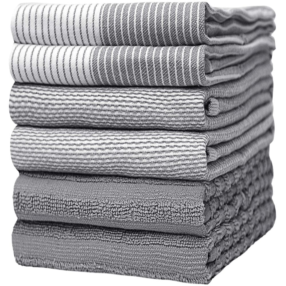 Toalhas de cozinha Bumble Towels Premium 20x28cm, pacote com 6, cinza
