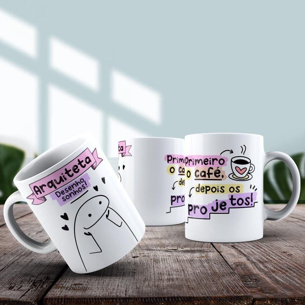 Caneca De Porcelana 325ml Flork Profissões Feminino Arquiteta