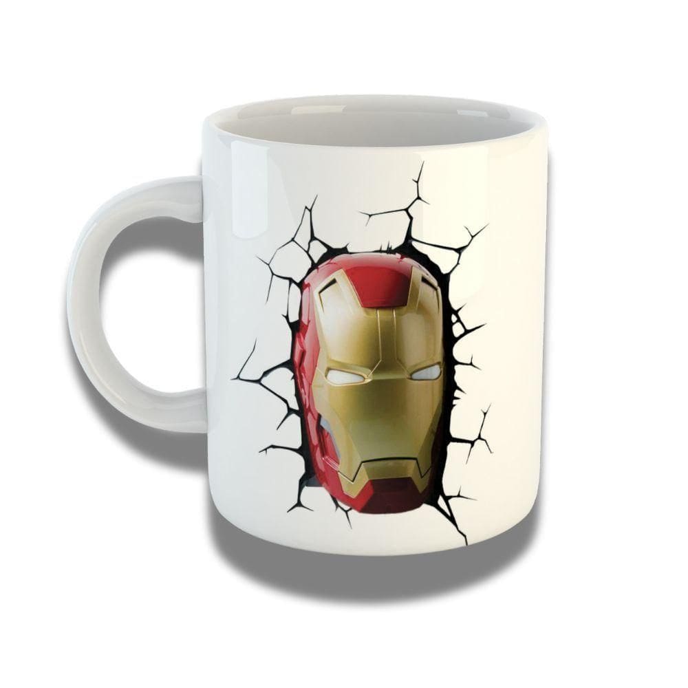 Caneca De Porcelana 325ml Com Design 3d Exclusivo Cabeça Homem De Ferro