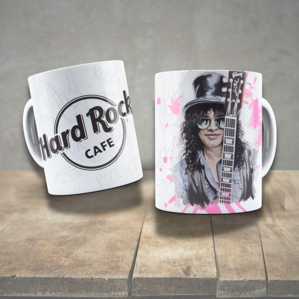 Caneca De Porcelana 325ml Decorada ícones Da Música Slash