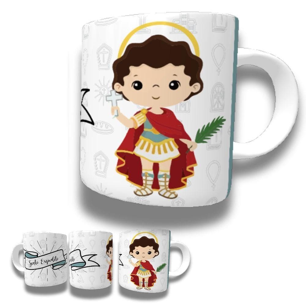 Caneca De Porcelana 325ml Santos Católicos Decorada Santo Espedito