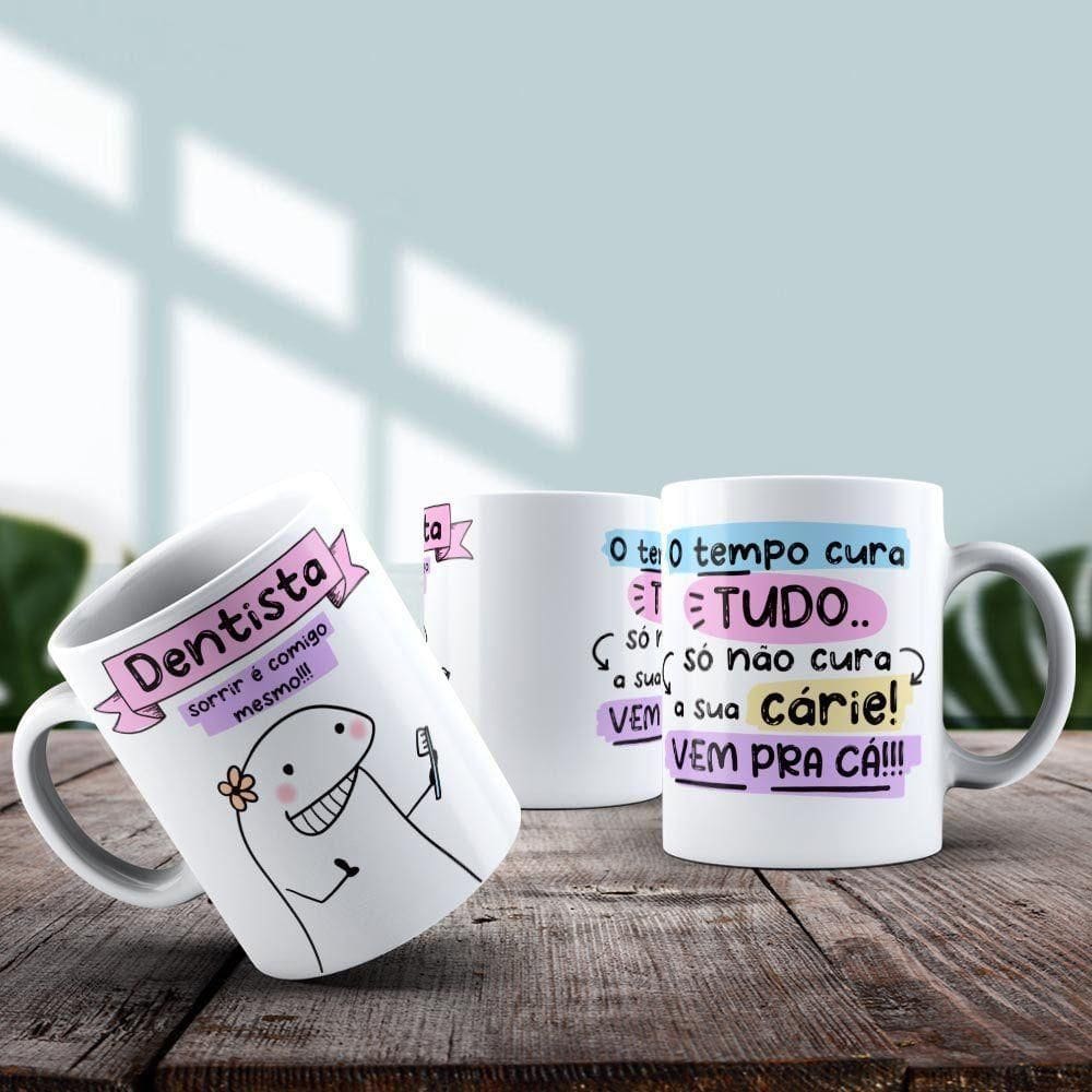 Caneca De Porcelana 325ml Flork Profissões Feminino Dentista