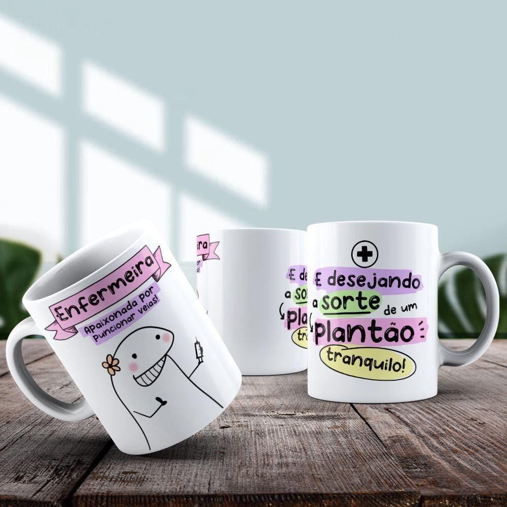 Caneca De Porcelana 325ml Flork Profissões Feminino Enfermeira