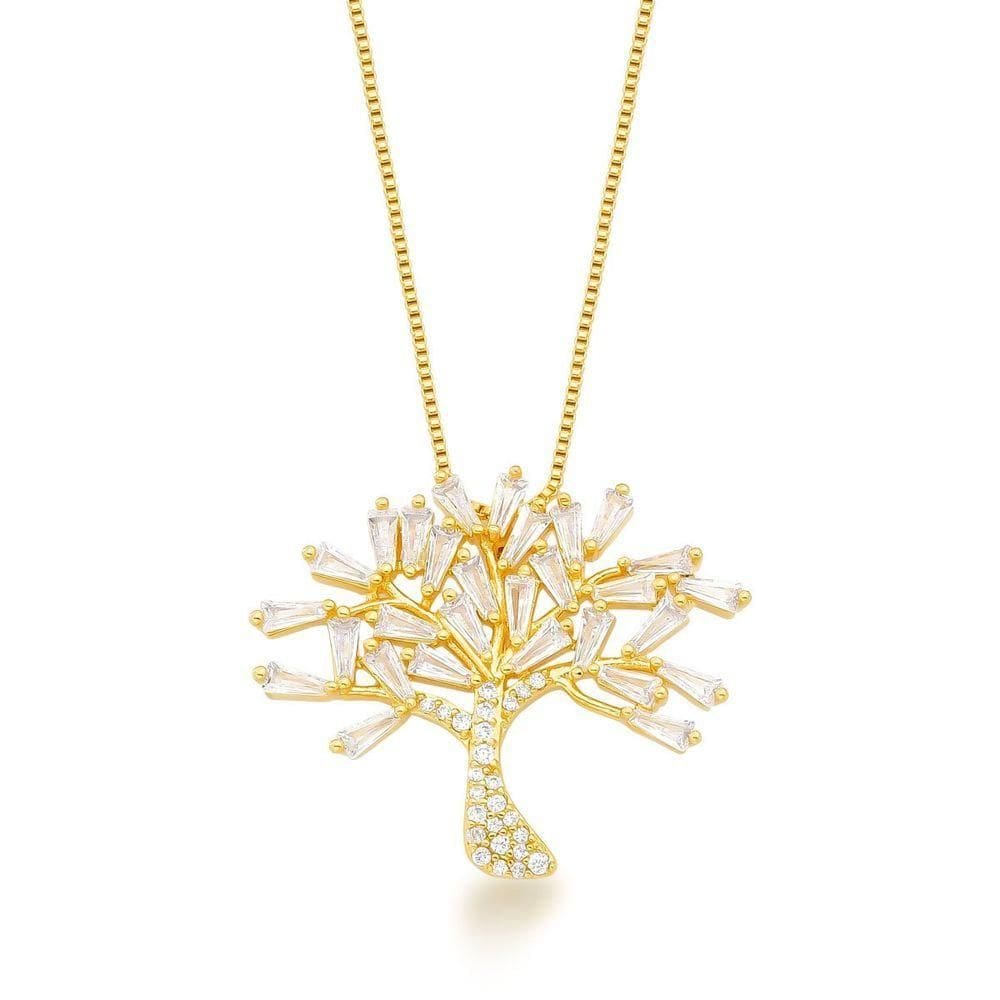 Colar Cravejado Arvore Da Vida Banhado A Ouro 18k