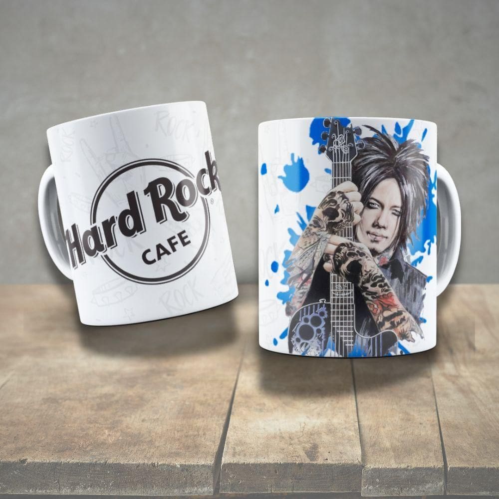 Caneca De Porcelana 325ml Decorada ícones Da Música Ashba