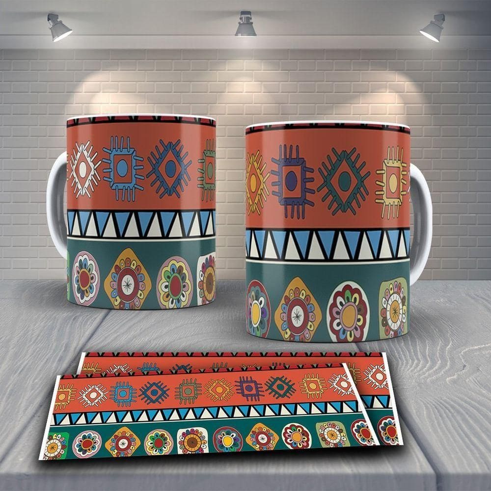 Caneca De Porcelana 325ml Decorada Tribal Tribal 5