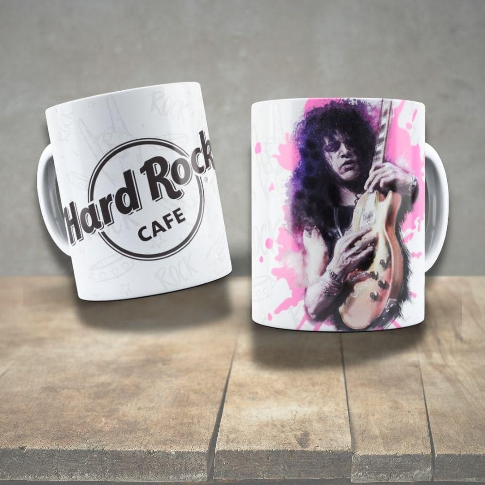 Caneca De Porcelana 325ml Decorada ícones Da Música Slash 2