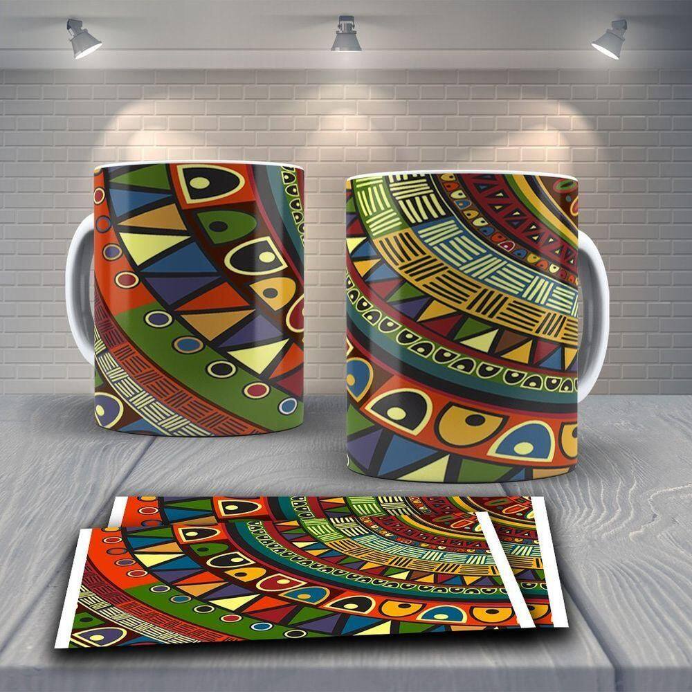Caneca De Porcelana 325ml Decorada Tribal Tribal 9