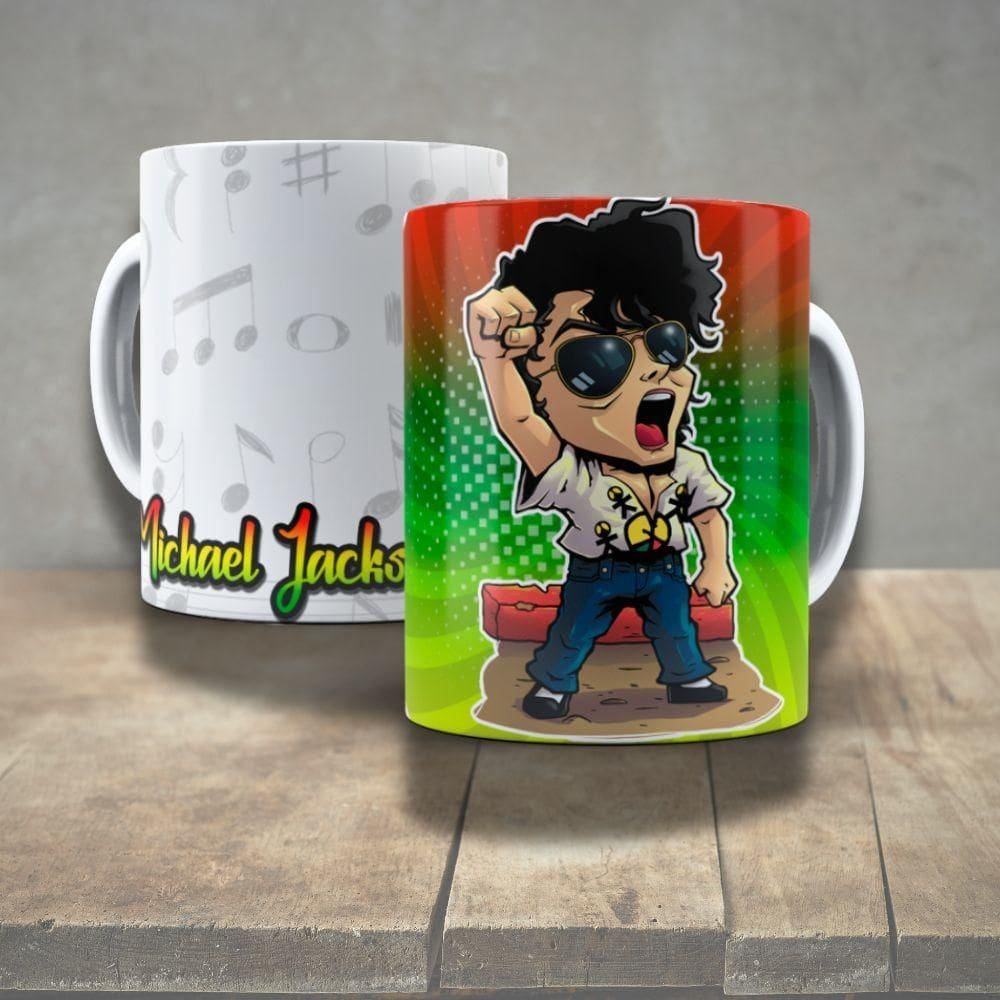 Caneca De Porcelana 325ml Decorada ícones Da Música Michael Jackson