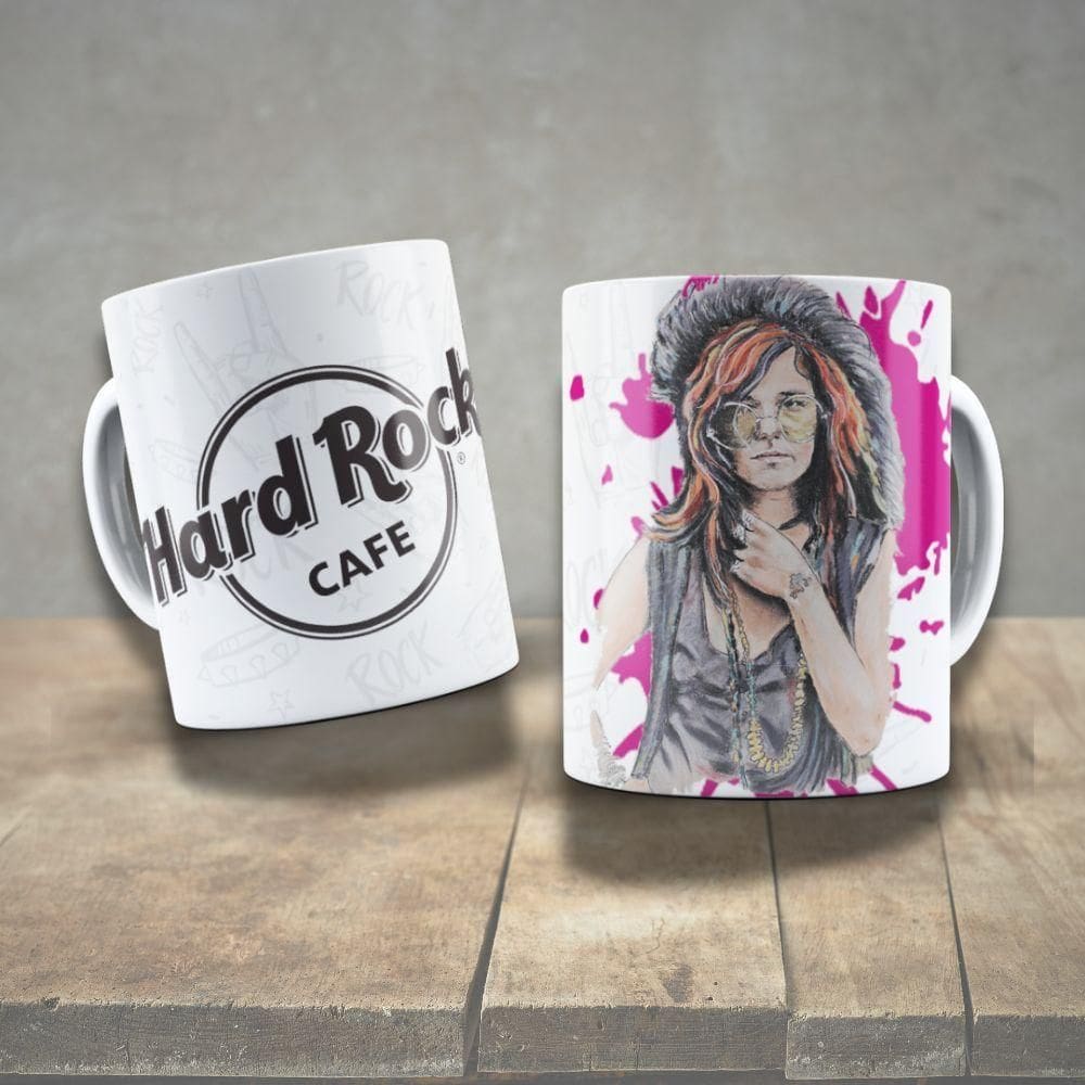 Caneca De Porcelana 325ml Decorada ícones Da Música Janis Joplin