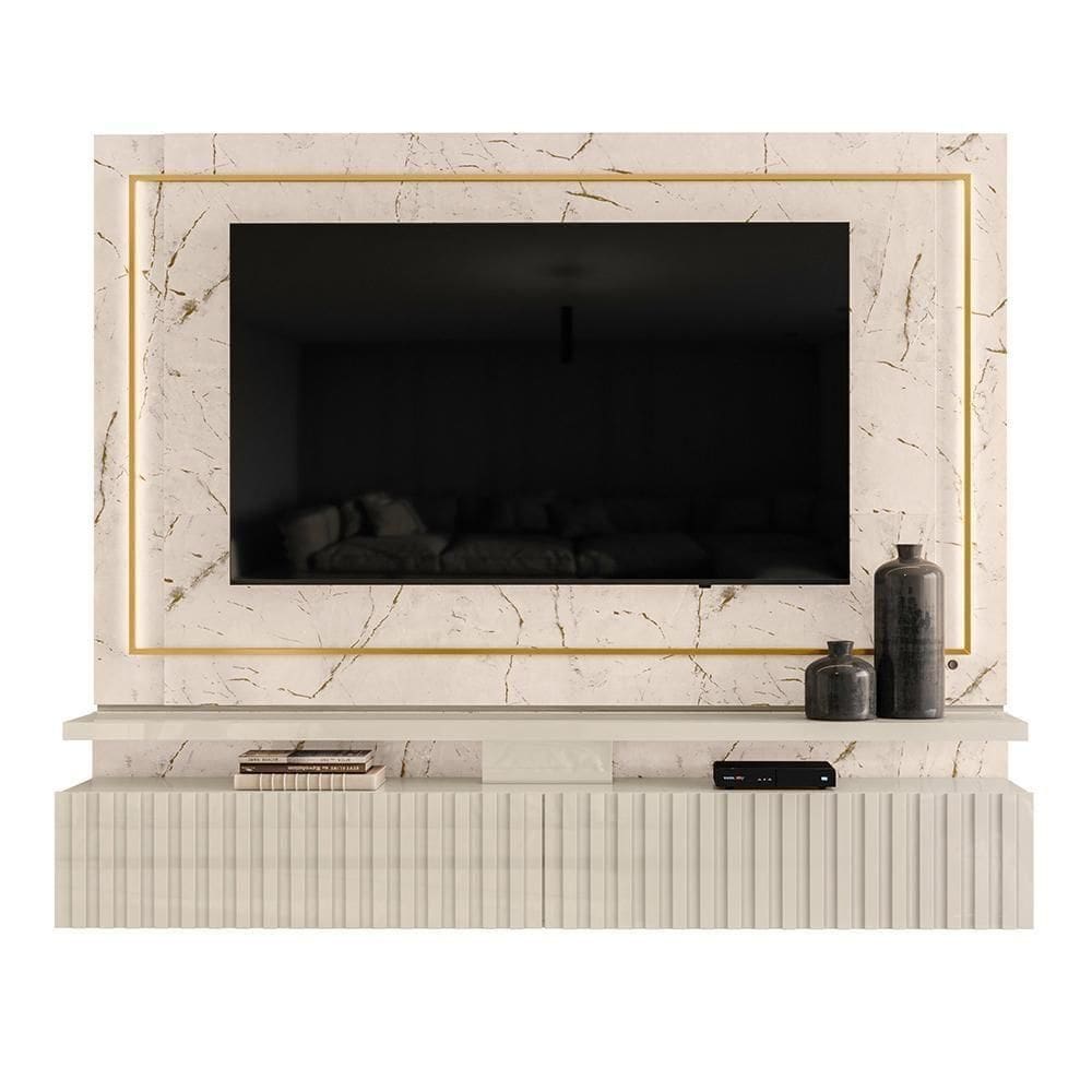 Painel Home Suspenso Gaia Calacata Off White Para Tv Até 75 Madetec Calacata Off White