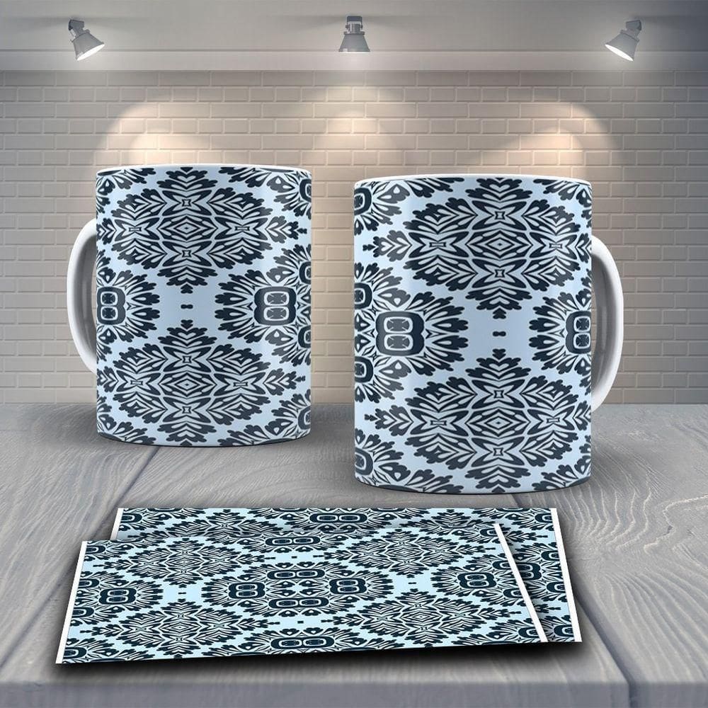 Caneca De Porcelana 325ml Decorada Tribal Tribal 13