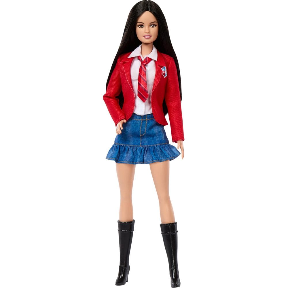 Boneca Barbie Lupita com uniforme escolar e botas inspiradas em RBD