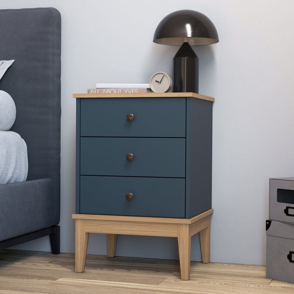 Mesa de Cabeceira - Colonial 450cm x 660cm x 380cm 3 Gavetas MEL / PETROLEO