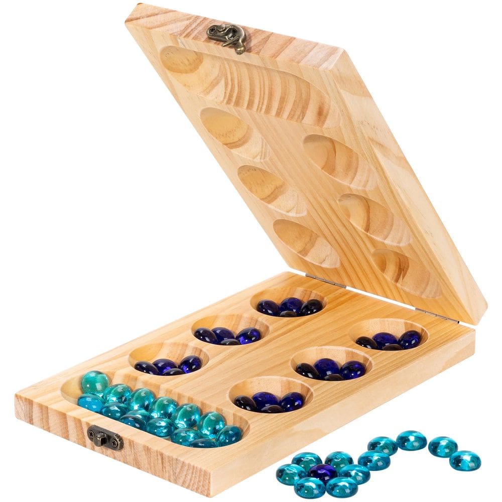 Conjunto de jogos de tabuleiro Mancala OZFRHO Wooden com instruções