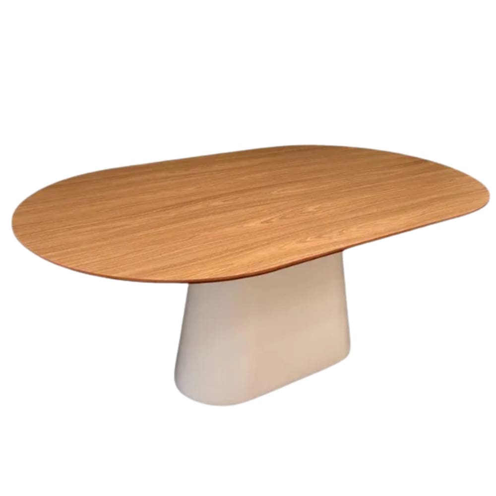 Mesa de Jantar Cone Oval Oblongo 198x122 cm Base Laqueado Tampo Freijó